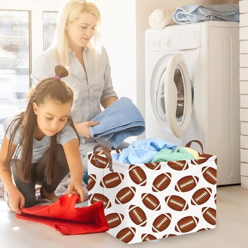 FXOLCSHE Rectangular Football Basket,Toy Organizer,Gift basket with handles,Kids Toys Storage Basket,Gift Box,Room decor (Footballs) in Saudi Arabia