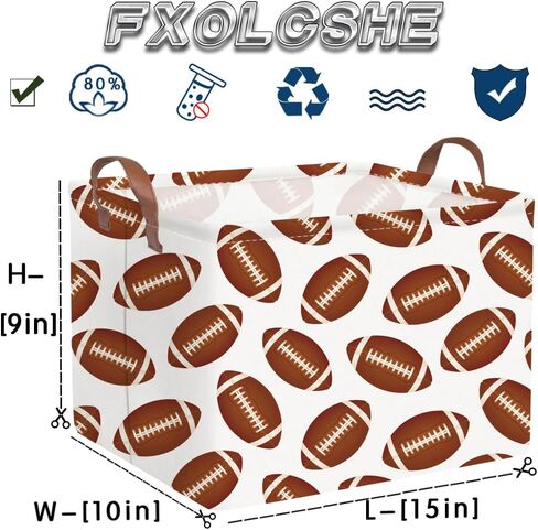 FXOLCSHE Rectangular Football Basket,Toy Organizer,Gift basket with handles,Kids Toys Storage Basket,Gift Box,Room decor (Footballs) in Saudi Arabia