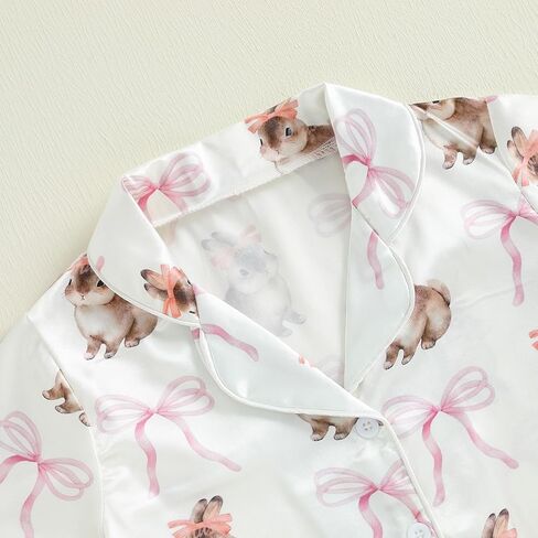 Kuriozud 4th of July Baby Girl Pajamas Silk Stain Pjs Summer Shirt Tops+Shorts 2Piece Set Toddler Kids Little Girl Sleepwear in Kuwait