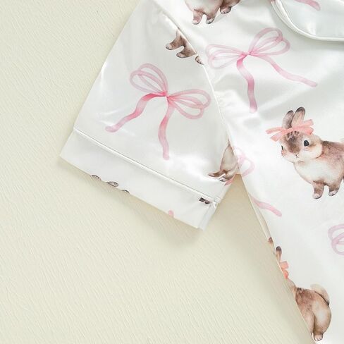 Kuriozud 4th of July Baby Girl Pajamas Silk Stain Pjs Summer Shirt Tops+Shorts 2Piece Set Toddler Kids Little Girl Sleepwear in Kuwait