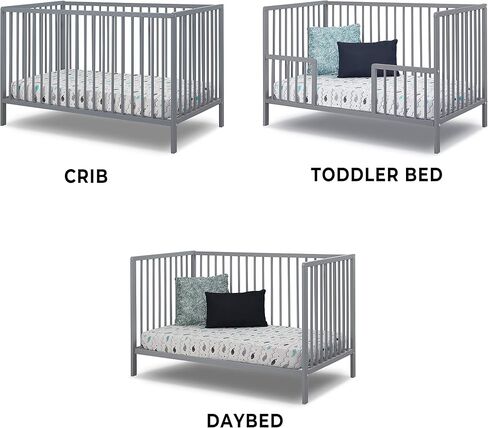 Sorelle Furniture Happy Crib 3-in-1 Convertible Crib, Made of Sustainable Beech Wood, Wooden Baby Bed, Toddler Bed and Child’s Daybed, Simplistic Nursery Furniture (White) in Kuwait