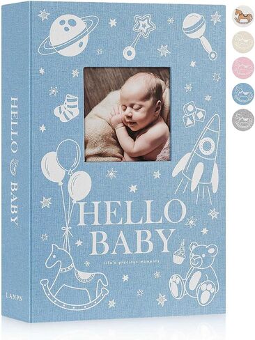 Lanpn Baby Photo Album 4x6 300 جيوب ، ألبوم صور Bebe للموجات فوق الصوتية الجديدة مع منطقة كتابة المذكرة ، دفتر صور غلاف ، ألبوم صور للأطفال ، Baby Boy Memory Book knefake Blue in Kuwait