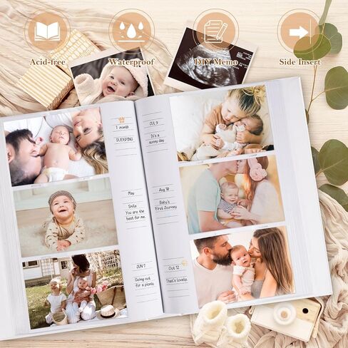 Lanpn Baby Photo Album 4x6 300 جيوب ، ألبوم صور Bebe للموجات فوق الصوتية الجديدة مع منطقة كتابة المذكرة ، دفتر صور غلاف ، ألبوم صور للأطفال ، Baby Boy Memory Book knefake Blue in Kuwait