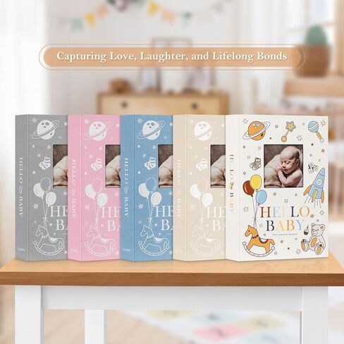 Lanpn Baby Photo Album 4x6 300 جيوب ، ألبوم صور Bebe للموجات فوق الصوتية الجديدة مع منطقة كتابة المذكرة ، دفتر صور غلاف ، ألبوم صور للأطفال ، Baby Boy Memory Book knefake Blue in Kuwait