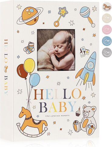 Lanpn Baby Photo Album 4x6 300 جيوب ، ألبوم صور Bebe للموجات فوق الصوتية الجديدة مع منطقة كتابة المذكرة ، دفتر صور غلاف ، ألبوم صور للأطفال ، Baby Boy Memory Book knefake Blue in Kuwait