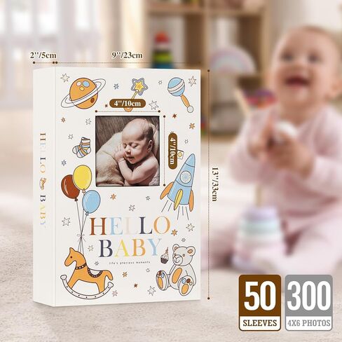 Lanpn Baby Photo Album 4x6 300 جيوب ، ألبوم صور Bebe للموجات فوق الصوتية الجديدة مع منطقة كتابة المذكرة ، دفتر صور غلاف ، ألبوم صور للأطفال ، Baby Boy Memory Book knefake Blue in Kuwait