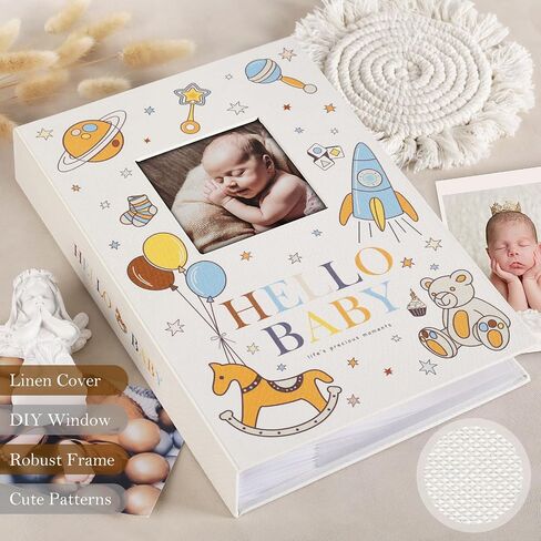 Lanpn Baby Photo Album 4x6 300 جيوب ، ألبوم صور Bebe للموجات فوق الصوتية الجديدة مع منطقة كتابة المذكرة ، دفتر صور غلاف ، ألبوم صور للأطفال ، Baby Boy Memory Book knefake Blue in Kuwait