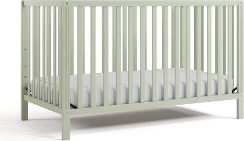 Storkcraft Morningside 5-in-1 Convertible Crib (Frosted Oat) – GREENGUARD Gold Certified Baby Crib, Fits Standard Crib Mattress, Easy 30-Minute Assembly, Converts to Toddler Bed and Full Bed in Kuwait