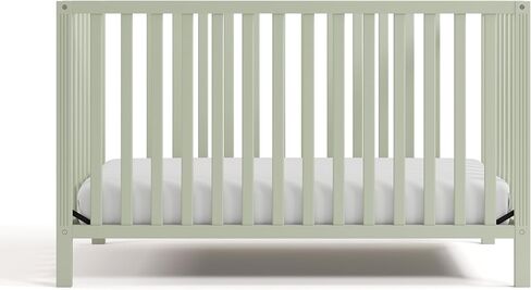 Storkcraft Morningside 5-in-1 Convertible Crib (Frosted Oat) – GREENGUARD Gold Certified Baby Crib, Fits Standard Crib Mattress, Easy 30-Minute Assembly, Converts to Toddler Bed and Full Bed in Kuwait