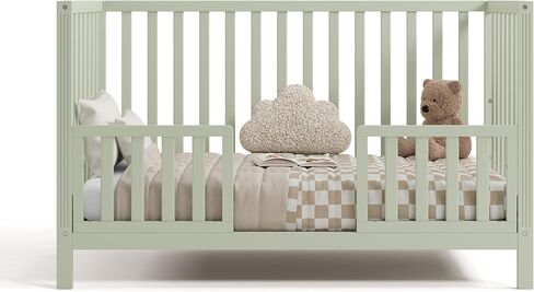Storkcraft Morningside 5-in-1 Convertible Crib (Frosted Oat) – GREENGUARD Gold Certified Baby Crib, Fits Standard Crib Mattress, Easy 30-Minute Assembly, Converts to Toddler Bed and Full Bed in Kuwait