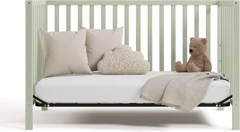 Storkcraft Morningside 5-in-1 Convertible Crib (Frosted Oat) – GREENGUARD Gold Certified Baby Crib, Fits Standard Crib Mattress, Easy 30-Minute Assembly, Converts to Toddler Bed and Full Bed in Kuwait