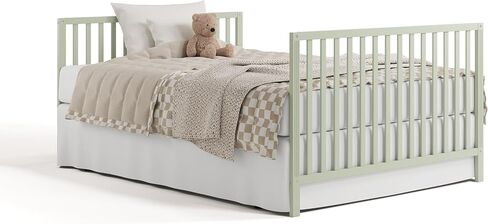 Storkcraft Morningside 5-in-1 Convertible Crib (Frosted Oat) – GREENGUARD Gold Certified Baby Crib, Fits Standard Crib Mattress, Easy 30-Minute Assembly, Converts to Toddler Bed and Full Bed in Kuwait