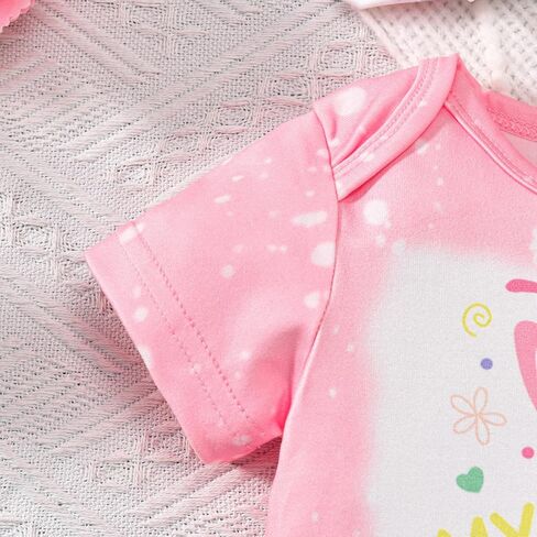 Newborn Baby Girl Easter Outfit Long Sleeve Romper Bodysuit Bunny Eggs Flared Pants Set Cute My 1st Easter Outfit in Kuwait