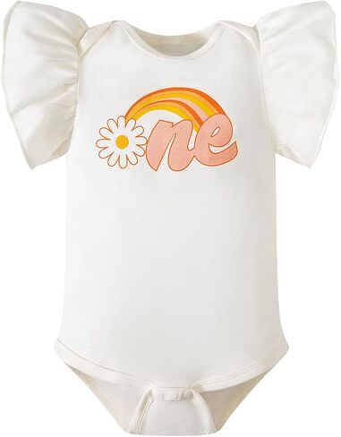 Baby Girls First Birthday Outfits Cow Sweet One Doughnut Strawberry Romper Flared Pants with Headband 4PCS Set in Saudi Arabia