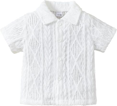 Baby Boy Clothes Toddler Boys Button Down Shirts Short Sleeve Dress T-Shirt Toddler Tops Summer Outfits in Kuwait