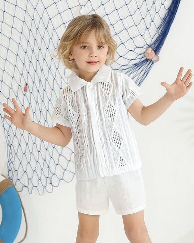 Baby Boy Clothes Toddler Boys Button Down Shirts Short Sleeve Dress T-Shirt Toddler Tops Summer Outfits in Kuwait