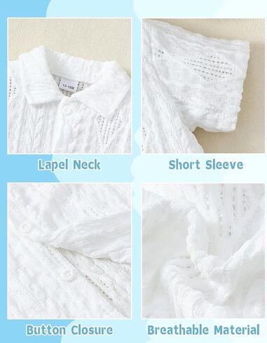 Baby Boy Clothes Toddler Boys Button Down Shirts Short Sleeve Dress T-Shirt Toddler Tops Summer Outfits in Kuwait