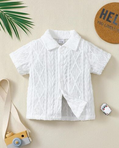 Baby Boy Clothes Toddler Boys Button Down Shirts Short Sleeve Dress T-Shirt Toddler Tops Summer Outfits in Kuwait