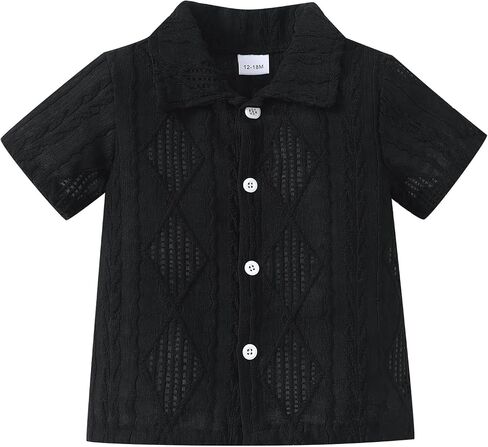 Baby Boy Clothes Toddler Boys Button Down Shirts Short Sleeve Dress T-Shirt Toddler Tops Summer Outfits in Kuwait