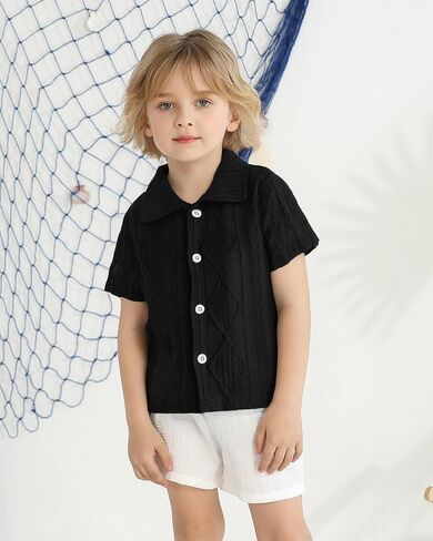 Baby Boy Clothes Toddler Boys Button Down Shirts Short Sleeve Dress T-Shirt Toddler Tops Summer Outfits in Kuwait