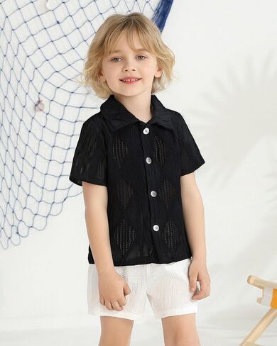 Baby Boy Clothes Toddler Boys Button Down Shirts Short Sleeve Dress T-Shirt Toddler Tops Summer Outfits in Kuwait