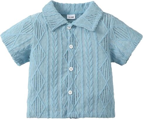 Baby Boy Clothes Toddler Boys Button Down Shirts Short Sleeve Dress T-Shirt Toddler Tops Summer Outfits in Kuwait
