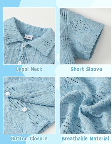 Baby Boy Clothes Toddler Boys Button Down Shirts Short Sleeve Dress T-Shirt Toddler Tops Summer Outfits in Kuwait