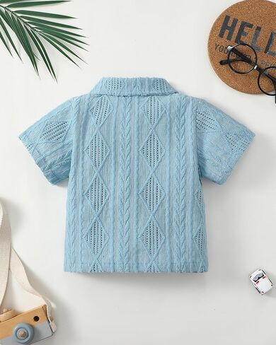 Baby Boy Clothes Toddler Boys Button Down Shirts Short Sleeve Dress T-Shirt Toddler Tops Summer Outfits in Kuwait