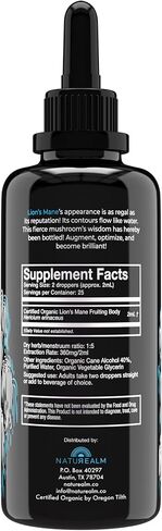 Naturealm Reishi Mushroom Extract - Adaptogen Liquid Drops - Antioxidants Supplement for Immune Support, Longevity, Relaxation, Stress Relief, & Physical Performance - Dual-Extraction Tincture, 50 mL in Saudi Arabia