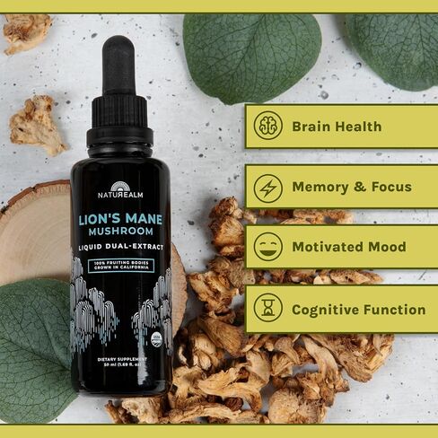 Naturealm Reishi Mushroom Extract - Adaptogen Liquid Drops - Antioxidants Supplement for Immune Support, Longevity, Relaxation, Stress Relief, & Physical Performance - Dual-Extraction Tincture, 50 mL in Saudi Arabia