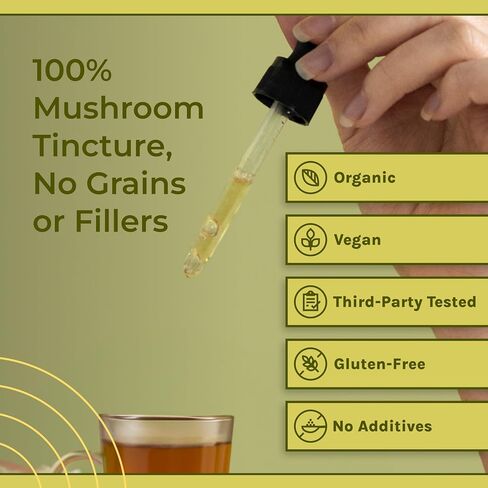 Naturealm Reishi Mushroom Extract - Adaptogen Liquid Drops - Antioxidants Supplement for Immune Support, Longevity, Relaxation, Stress Relief, & Physical Performance - Dual-Extraction Tincture, 50 mL in Saudi Arabia
