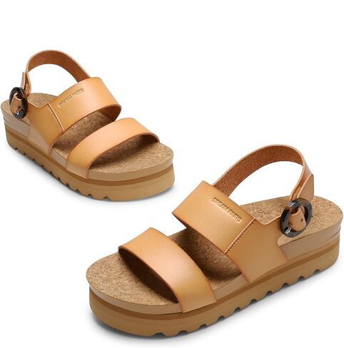 DREAM PAIRS Women's Orthopedic Arch Support Platform Sandals Comfortable Cork Sole Low Wedges Sandals Flatform Summer Dress Shoes Cute Buckle Wedges for Beach in Saudi Arabia