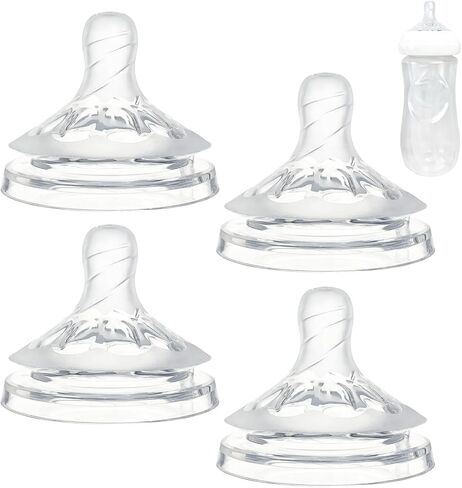 Silicone Replacement Nipple Compatible with Philips Avent Natural Bottle, 4 Pack Bottle Nipple, Leak-Proof, BPA-Free, Anti-Colic, Flow 1 for 0-3 Month in Saudi Arabia