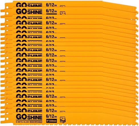 10 Pack 9 Inch 6/12 TPI Reciprocating Saw Blades for Nail-Embedded Wood,Bi-Metal Blades for Cutting Stud and Nail PVC Pallets etc in Saudi Arabia