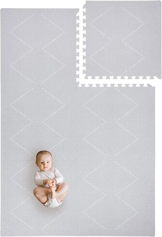 Toddlekind Playmat - Premium Foam Playmat ، 4 × 6 أقدام ، 6 بلاط حصيرة لغز الرغوة الكثيفة الإضافية للأطفال/الأطفال الصغار الأنيق ، غير السامة ، بدون رائحة. مثالي لوقت البطن واللعب. 0M+ in Kuwait