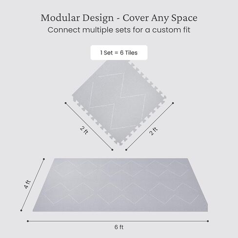 Toddlekind Playmat - Premium Foam Playmat ، 4 × 6 أقدام ، 6 بلاط حصيرة لغز الرغوة الكثيفة الإضافية للأطفال/الأطفال الصغار الأنيق ، غير السامة ، بدون رائحة. مثالي لوقت البطن واللعب. 0M+ in Kuwait