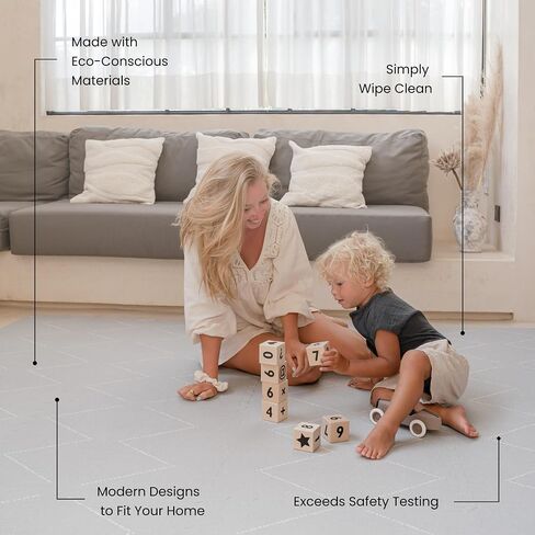 Toddlekind Playmat - Premium Foam Playmat ، 4 × 6 أقدام ، 6 بلاط حصيرة لغز الرغوة الكثيفة الإضافية للأطفال/الأطفال الصغار الأنيق ، غير السامة ، بدون رائحة. مثالي لوقت البطن واللعب. 0M+ in Kuwait