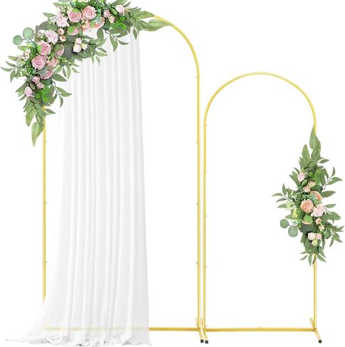 Set of 2 Gold Metal Wedding Arch Backdrop Stand (7.2FT and 6FT), Balloon Arched Frame Backdrop Stand for Parties, Wedding Birthday Baby Shower Graduation Holiday Ceremony Supplies Decor in Kuwait
