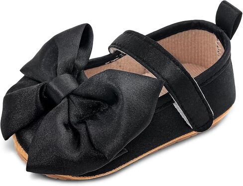 Baby Girls Princess Shoes Bowknot Soft Sole Mary Jane Flat Non Slip Wedding Dress Shoes for Infant Toddlers in Kuwait