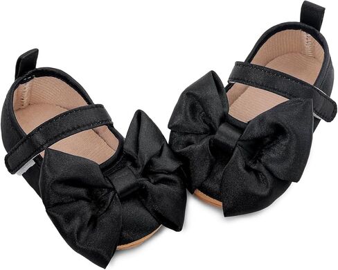 Baby Girls Princess Shoes Bowknot Soft Sole Mary Jane Flat Non Slip Wedding Dress Shoes for Infant Toddlers in Kuwait