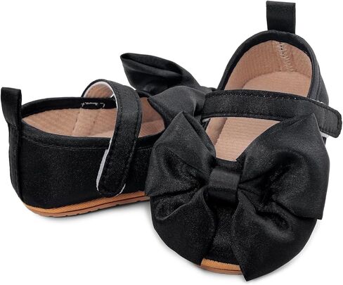 Baby Girls Princess Shoes Bowknot Soft Sole Mary Jane Flat Non Slip Wedding Dress Shoes for Infant Toddlers in Kuwait