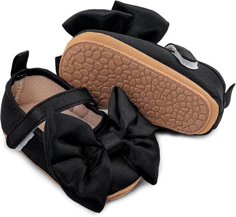 Baby Girls Princess Shoes Bowknot Soft Sole Mary Jane Flat Non Slip Wedding Dress Shoes for Infant Toddlers in Kuwait
