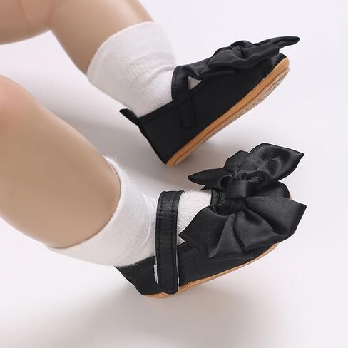Baby Girls Princess Shoes Bowknot Soft Sole Mary Jane Flat Non Slip Wedding Dress Shoes for Infant Toddlers in Kuwait