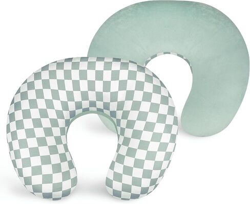 DILIMI Nursing Pillow Cover, Soft Stretchy Nursing Cover for Breastfeeding Pillow, 1 Pack Reversible Removable Slipover for Baby Boy and Girls, Green Checkered in Saudi Arabia