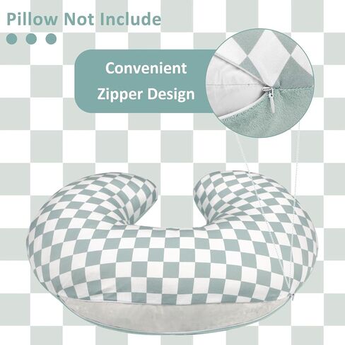 DILIMI Nursing Pillow Cover, Soft Stretchy Nursing Cover for Breastfeeding Pillow, 1 Pack Reversible Removable Slipover for Baby Boy and Girls, Green Checkered in Saudi Arabia