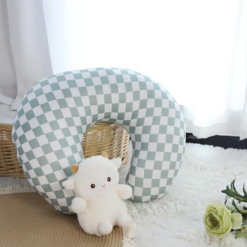 DILIMI Nursing Pillow Cover, Soft Stretchy Nursing Cover for Breastfeeding Pillow, 1 Pack Reversible Removable Slipover for Baby Boy and Girls, Green Checkered in Saudi Arabia