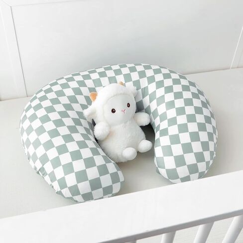 DILIMI Nursing Pillow Cover, Soft Stretchy Nursing Cover for Breastfeeding Pillow, 1 Pack Reversible Removable Slipover for Baby Boy and Girls, Green Checkered in Saudi Arabia