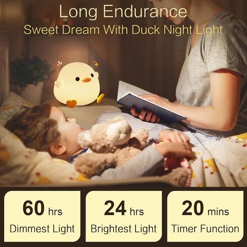 Cute Duck Night Light, Dodo Duck Lamp, Bean Shape, LED Squishy Novelty Ducky Light, Food Grade Silicone Dimmable Nightlight, Light Up Duck Gifts, Baby Kids Nursery Room College Dorm Décor in Saudi Arabia