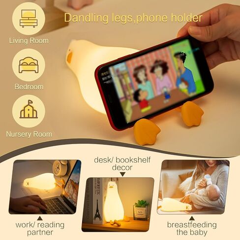 مصباح البطة ، بطة مسطحة لطيفة ، الباندا ، الأرنب ، ضوء الليل الفيل ، LED LED Squishy Lazy Duck Light مستلقي ، مصباح Ducy Ducy قابل لإعادة شحن in Kuwait