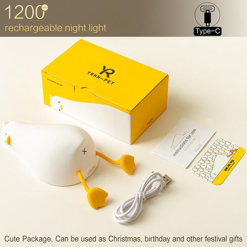 مصباح البطة ، بطة مسطحة لطيفة ، الباندا ، الأرنب ، ضوء الليل الفيل ، LED LED Squishy Lazy Duck Light مستلقي ، مصباح Ducy Ducy قابل لإعادة شحن in Kuwait